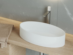 Керамическая раковина с одной овальной столешницей