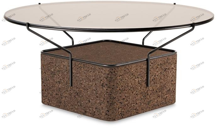 BlackCork Круглый журнальный столик из пробки и стекла Frame sun-id-1488160