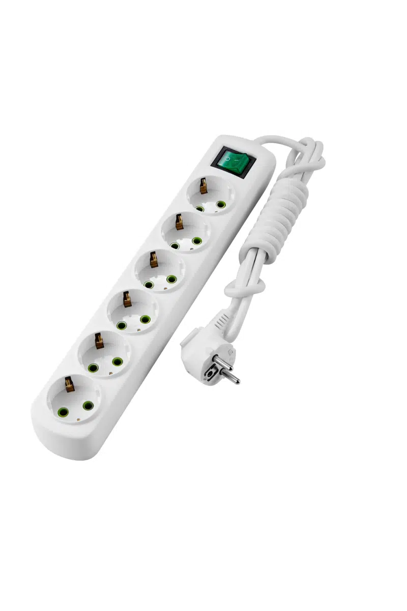 LETITIA Удлинитель с заземлением 6 входа 2 метра с выключателем белый LEZARD 721-0602-602