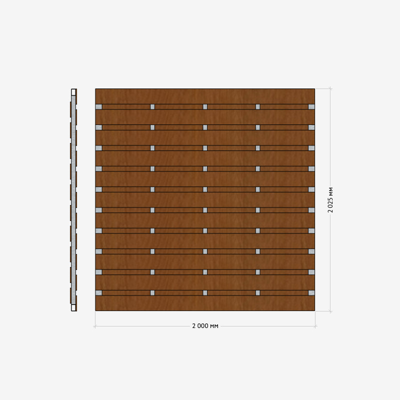 Заборная секция «Шахматка горизонтальная» 2×2,025м RUSDECKING sun-id-1025071 - Вид №1