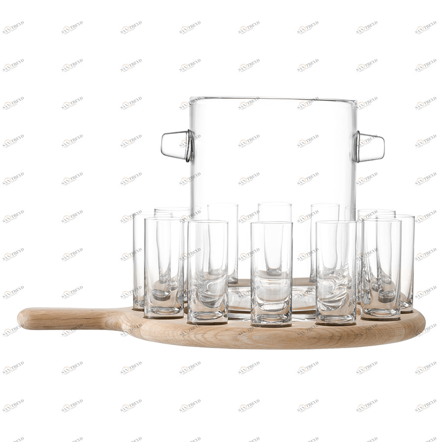 Набор из ведерка для льда и 12 стопок на подставке 38,5 см прозрачный, дуб Paddle LSA INTERNATIONAL PADDLE 00-3863171 Прозрачный 