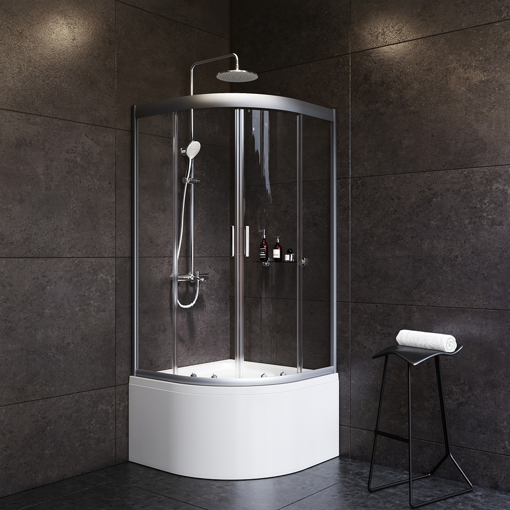 W90G-401A090WT Deep душевое ограждение 90х90стекло прозрачноепрофиль мат. серебробез поддона AM.PM Gem