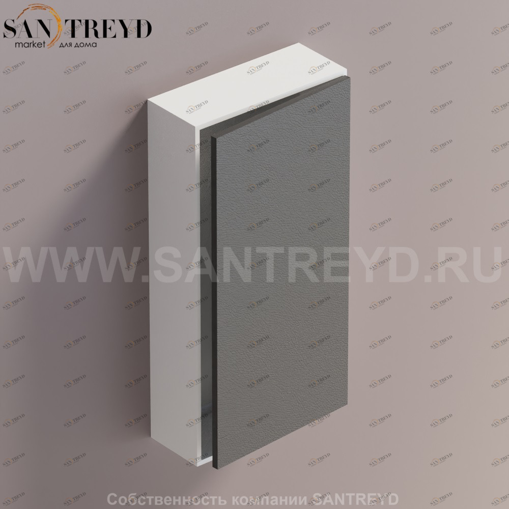 LIFT Модульный шкаф 80 см с правой дверью на доводчиках. Модули могут располагаться горизонтально и вертикально. Отделка: белая краска и черная кожа. AMOB052NELZDX Agape