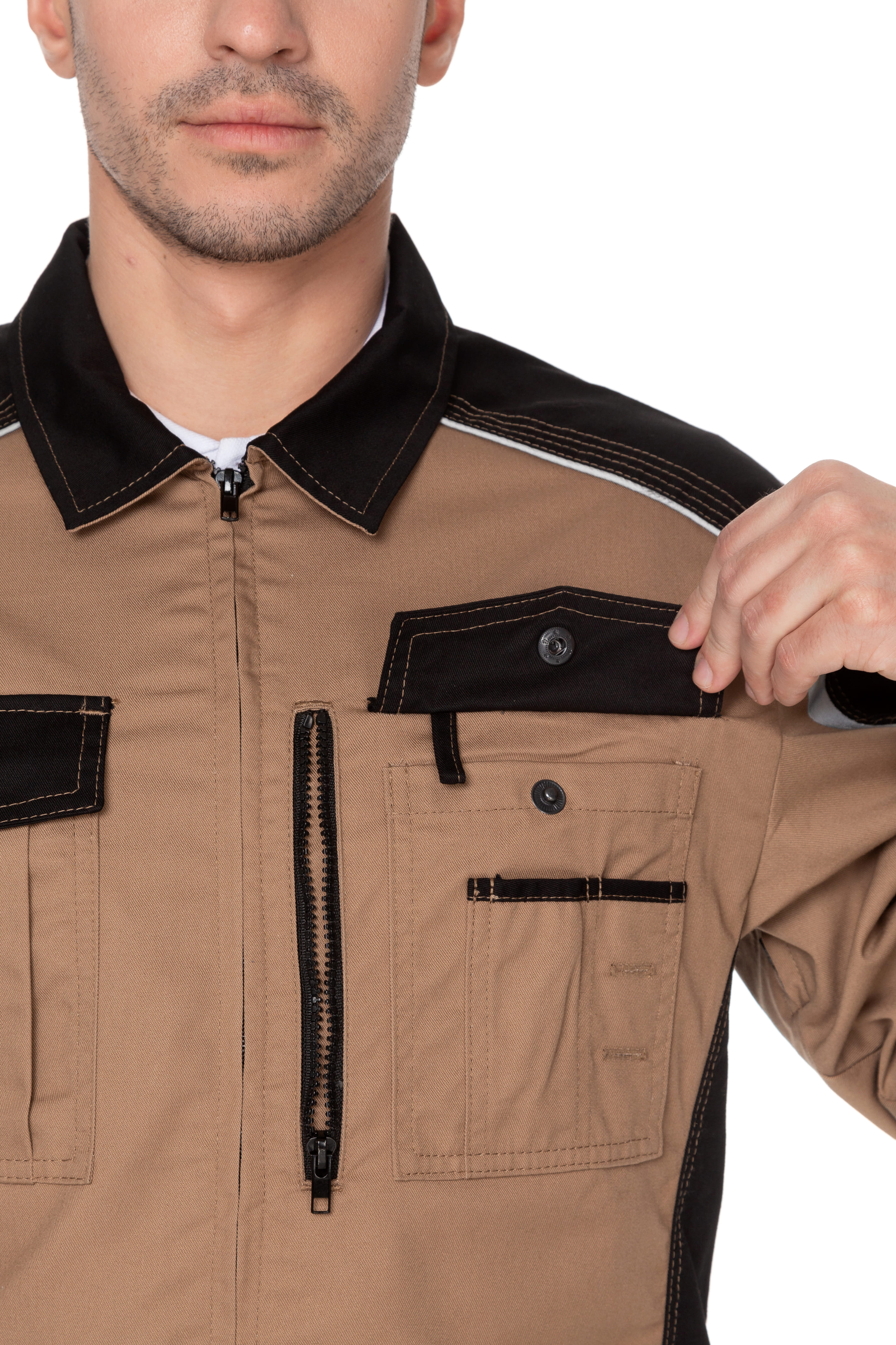 70068 Костюм  NEW бежевый с черным STATUS  Летняя спецодежда  размер 56-58/170-176  - Вид №16