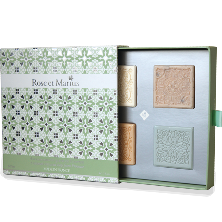 CA-MISA-COFFRET натуральное мыло 4х35 гр, подарочная упаковка 15х15 см Rose&Marius Santreyd 