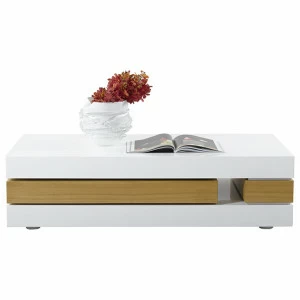 Журнальный столик белый с отделкой дуб Vision White PUSHA PUSHA 062882 Белый