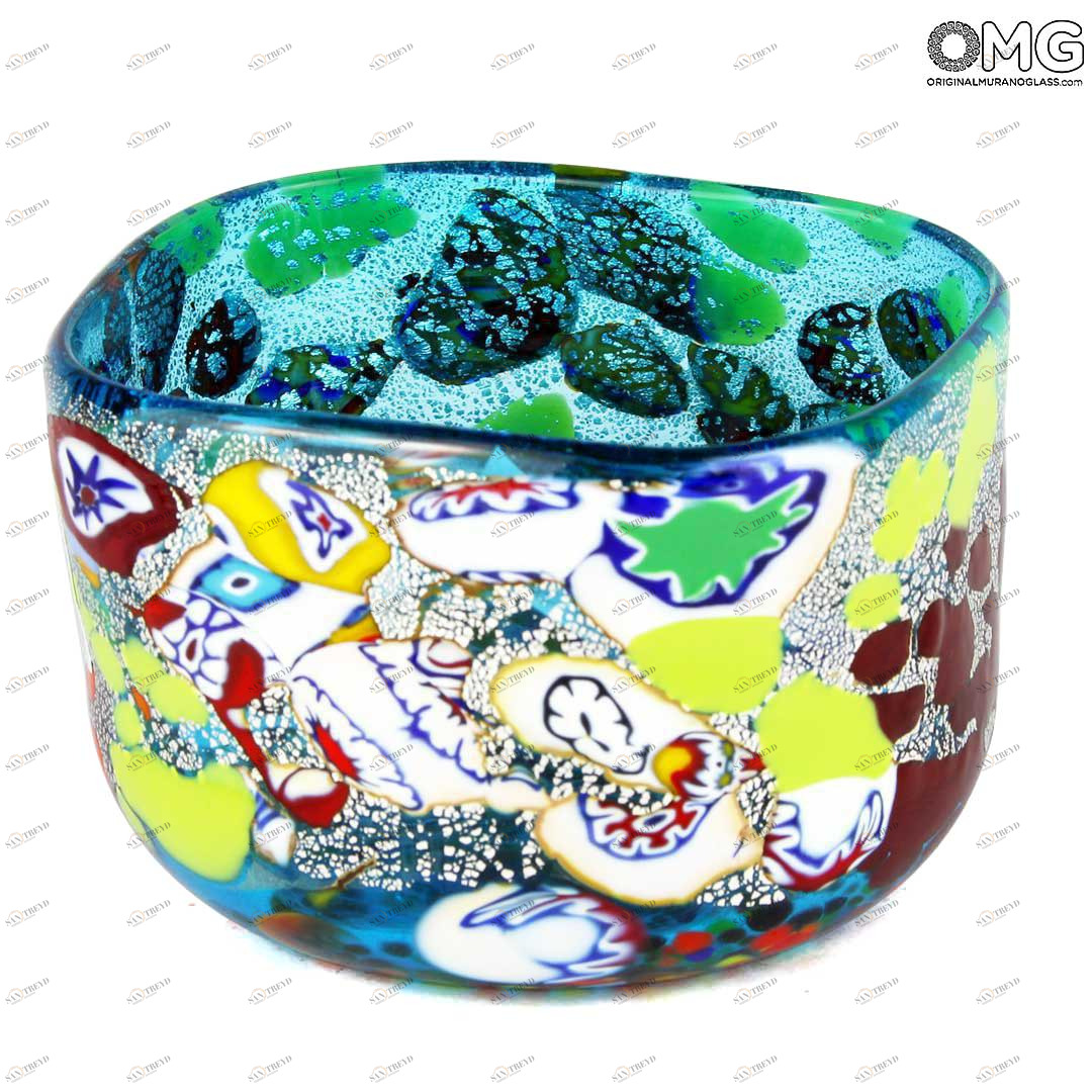 3258 ORIGINALMURANOGLASS Вазочка "Куб" - разноцветная - Original Murano Glass OMG 11 см 
