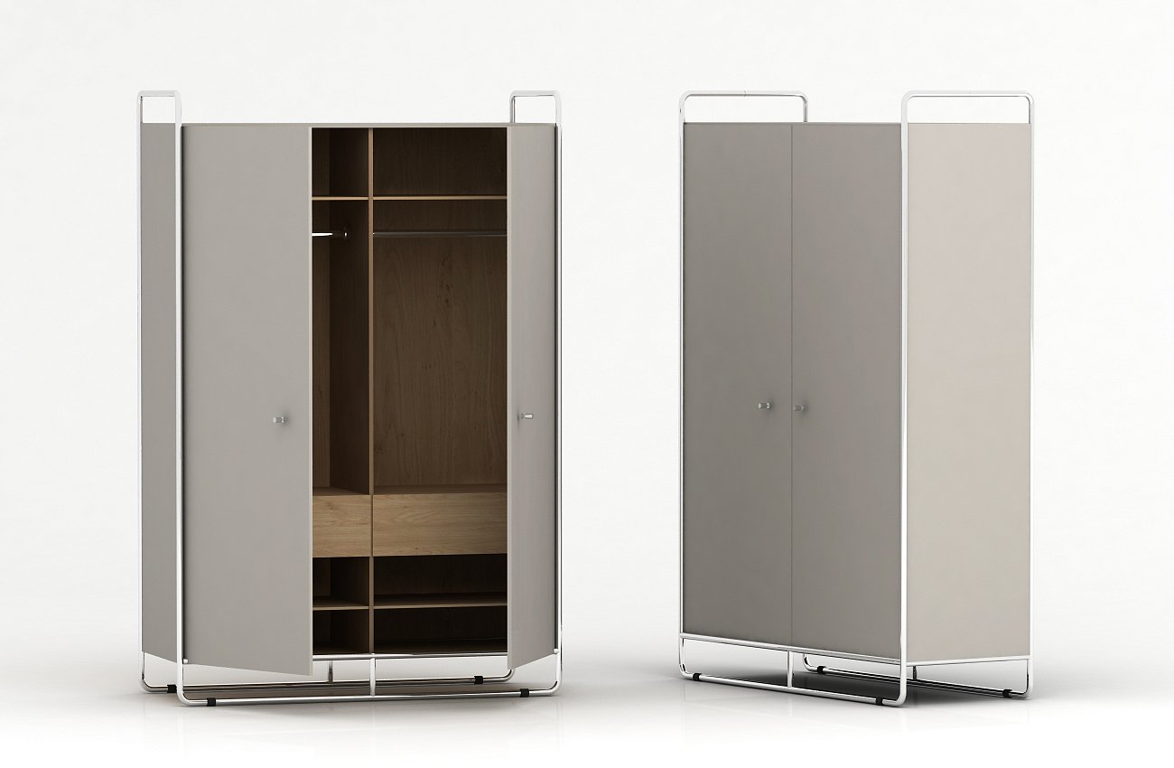 Шкаф двухдверный на металлических ножках белый Bauhaus WOODI  00-3966115 Белый  - Вид №2