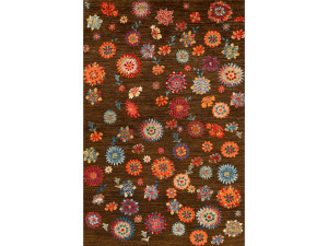 Прямоугольный шерстяной цветочный ковер