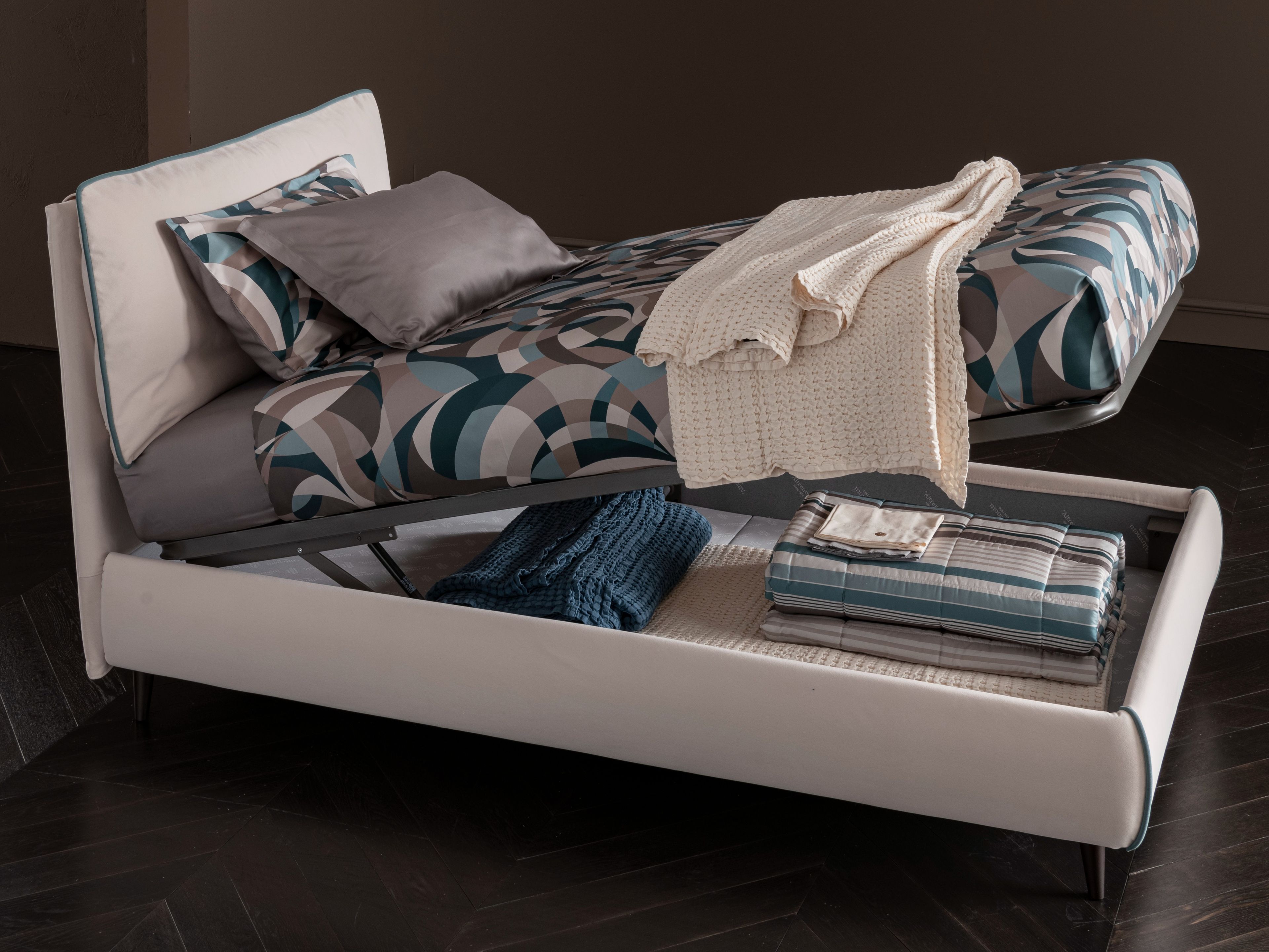 Односпальная кровать для хранения ткани с мягким изголовьем Altrenotti Soul Young ARCH-00086617