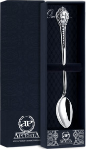 10637793 Аргента (Россия) Ложка для размешивания кофе "Охотничья"+футляр Серебро 925