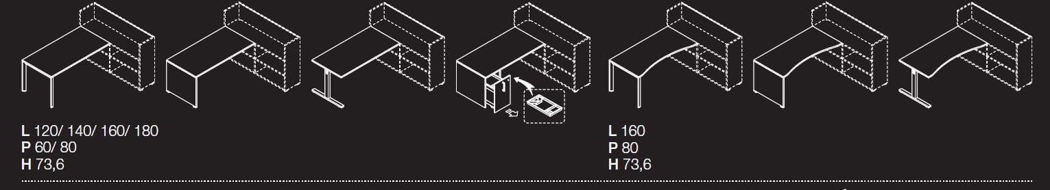 Секционный стол со встроенной полкой Las Mobili Oxi ARCH-00116126 - Вид №2