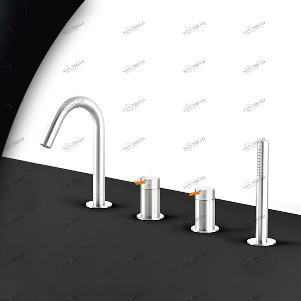 Смеситель для ванны глянцевая сталь с оранжевой ручкой Toki Radomonte TKI16LCIL24