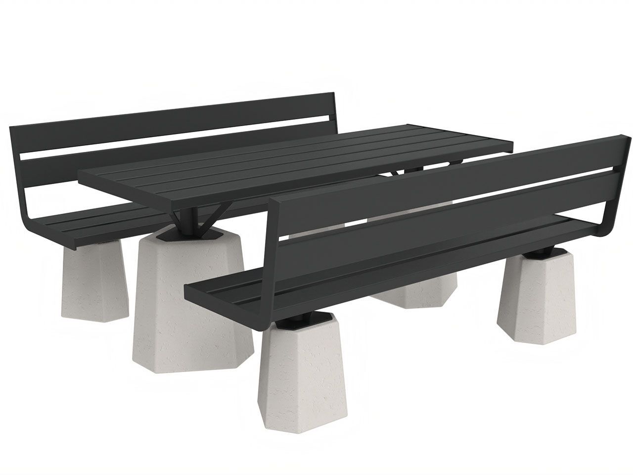 Стол для пикника из металла и бетона со встроенными скамейками Lazzari Stone ARCH-00036666 - Вид №9