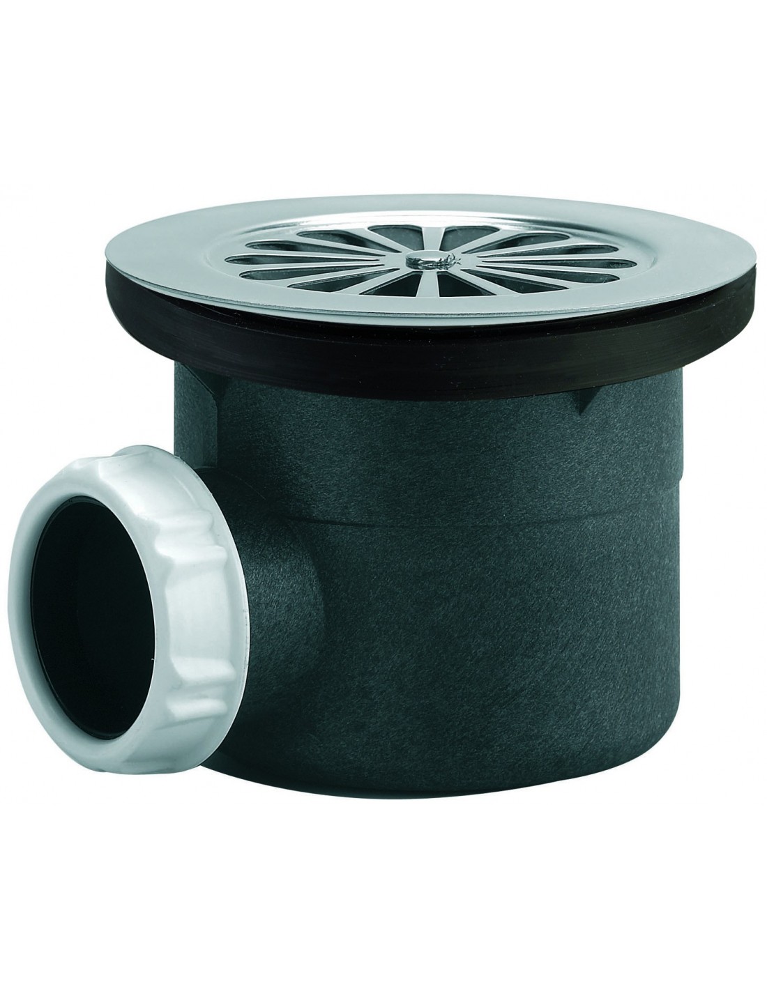 571000 000 00  Сифон для душевого поддона Д. 90 мм, круглая решетка, горизонтальный выпуск Д. 40 мм, NF, уплотнение Autofix, нержавеющая сталь Valentin Хром 