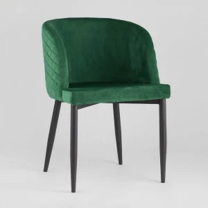 Стул с подлокотниками мягкий изумрудный с черными металлическими ножками "Молли" STOOL GROUP ДИЗАЙНЕРСКИЕ 00-3881925 Зеленый