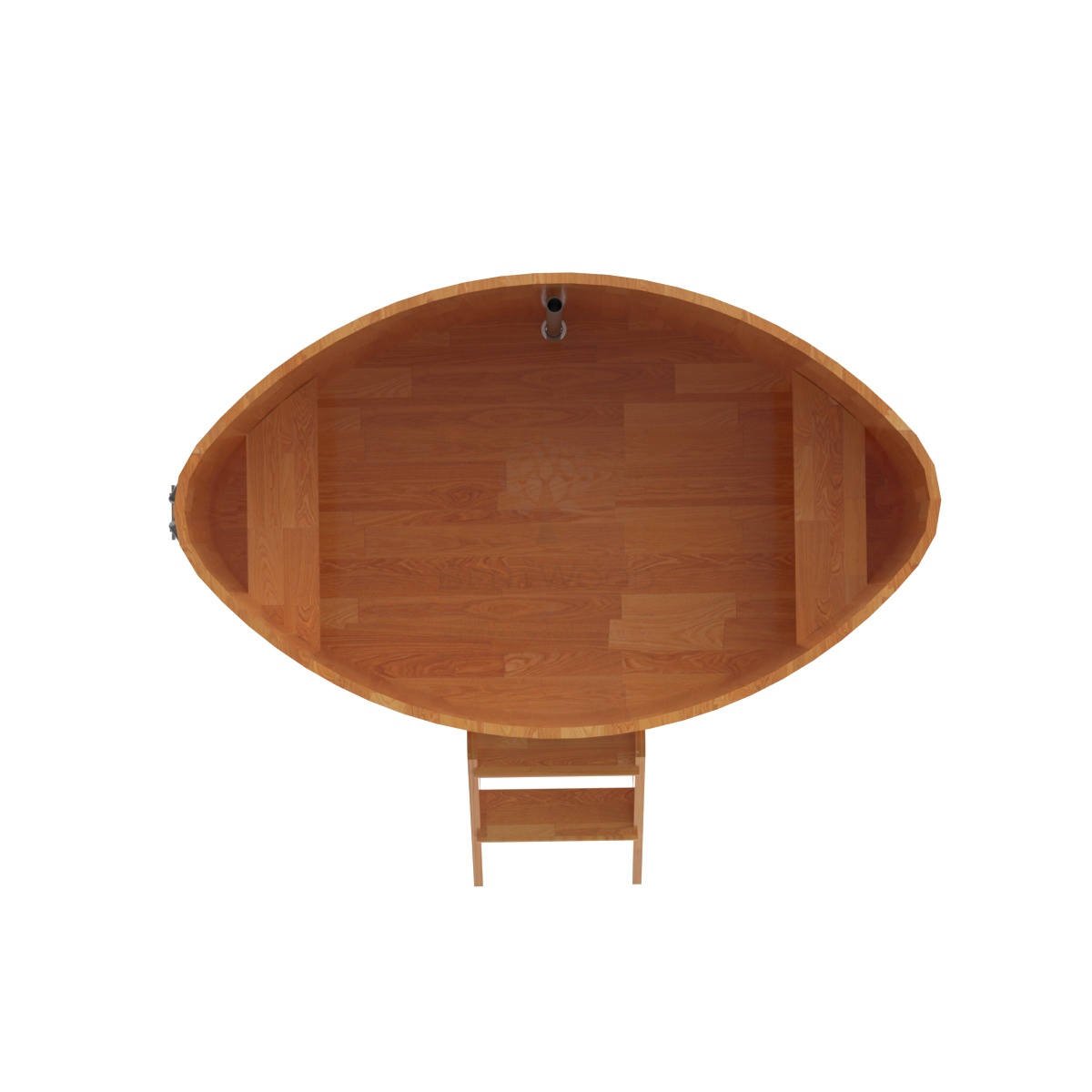 1546 Купель овальная из сращенных ламелей лиственницы 1,15х1,83х1,0 натуральная Alyarus  - Вид №4