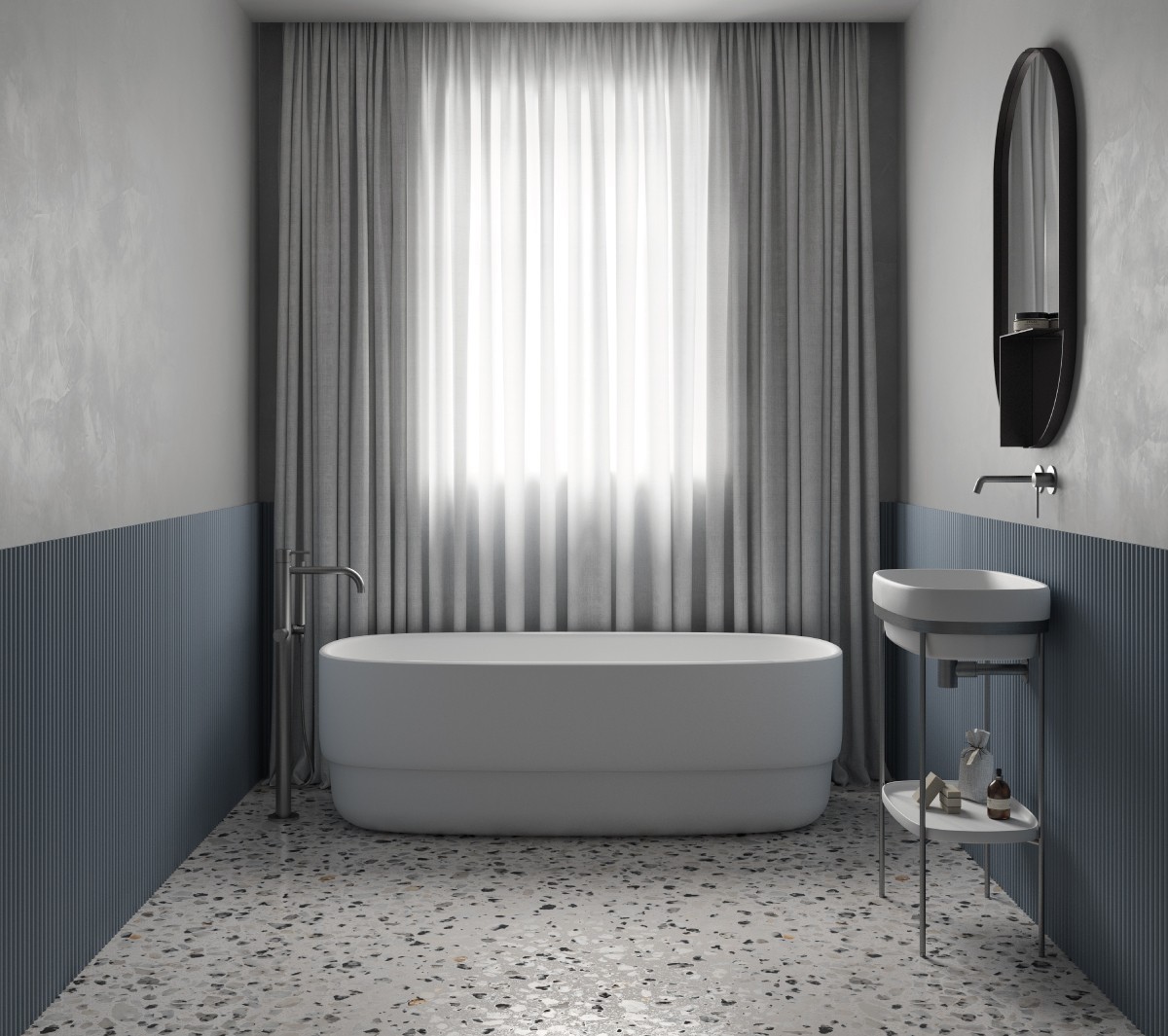 Ex.T RIBBON Отдельностоящая консоль из сатинированной стали с мраморным подносом com_EXLAVRIBBONSAT/MARMO - Вид №8