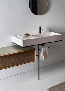 Подвесной прямоугольный умывальник из композитного материала с ящиками