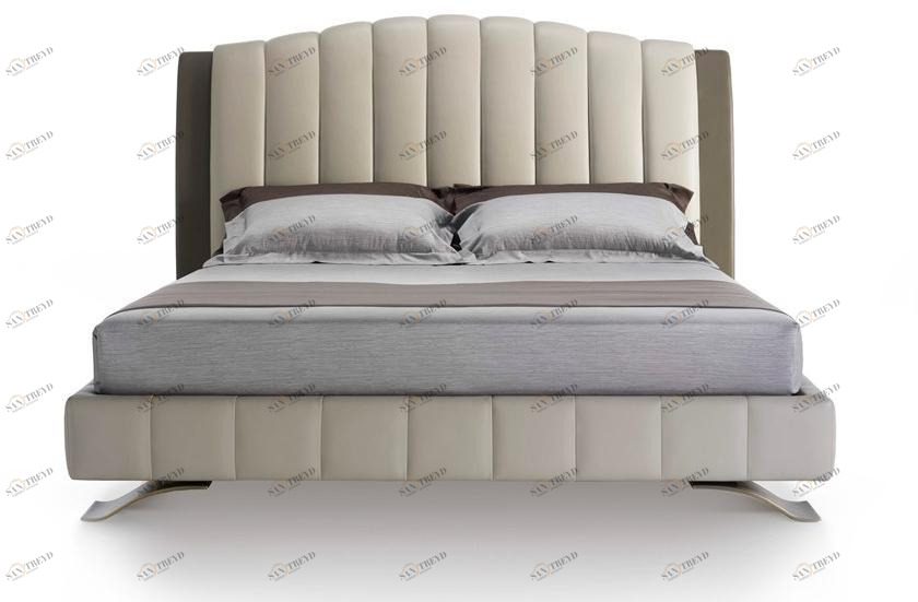 HUGUES CHEVALIER Кровать двуспальная в коже с высоким изголовьем Haussmann Lid 1452