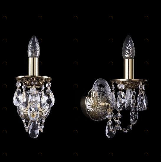 Бра Bohemia Ivele 1600/1/GB BOHEMIA IVELE СВЕЧА 078569 Золото;прозрачный 