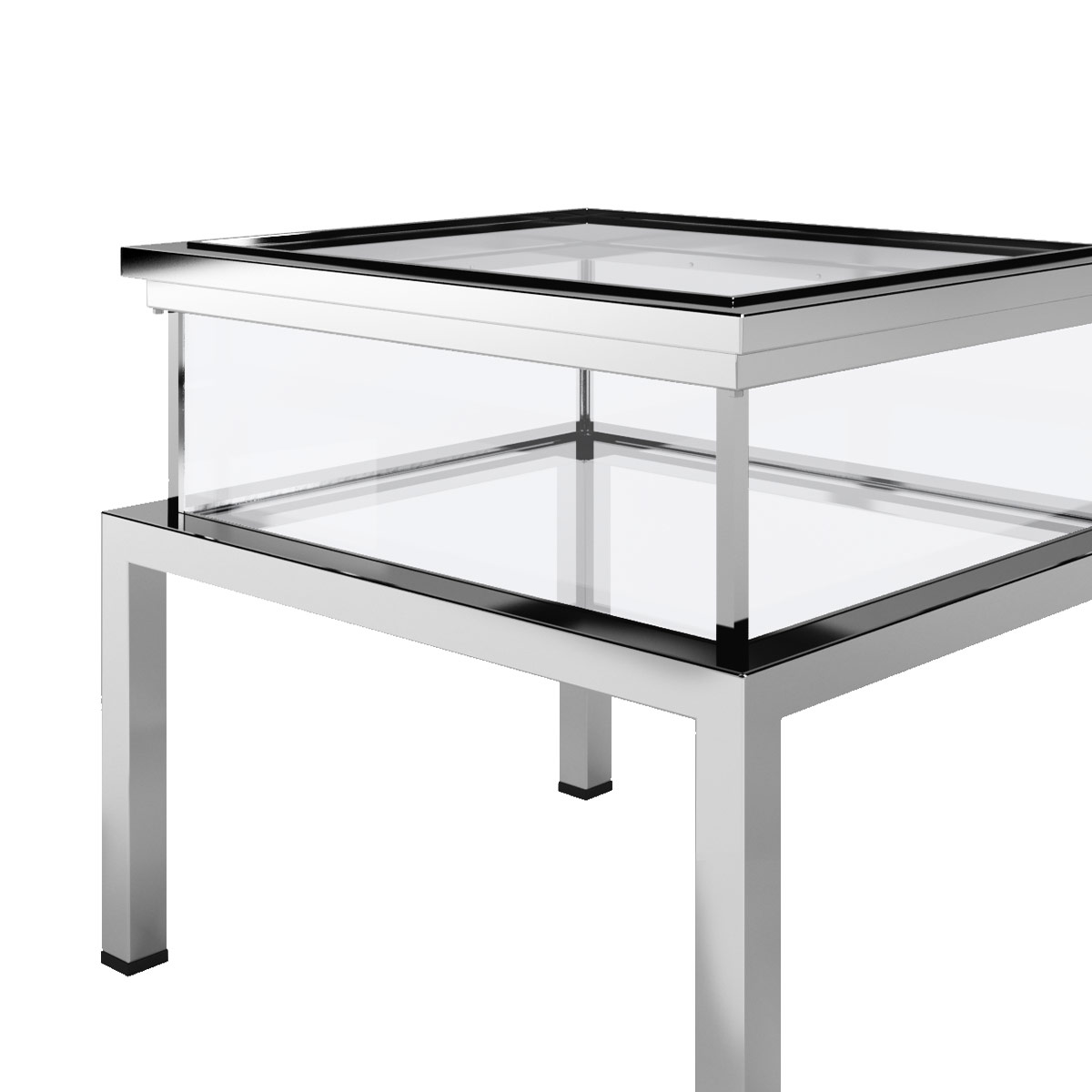 Кофейный столик со стеклянной столешницей 65х65 хром Janssen DELIGHT COLLECTION  00-3882224 Прозрачный;хром  - Вид №1