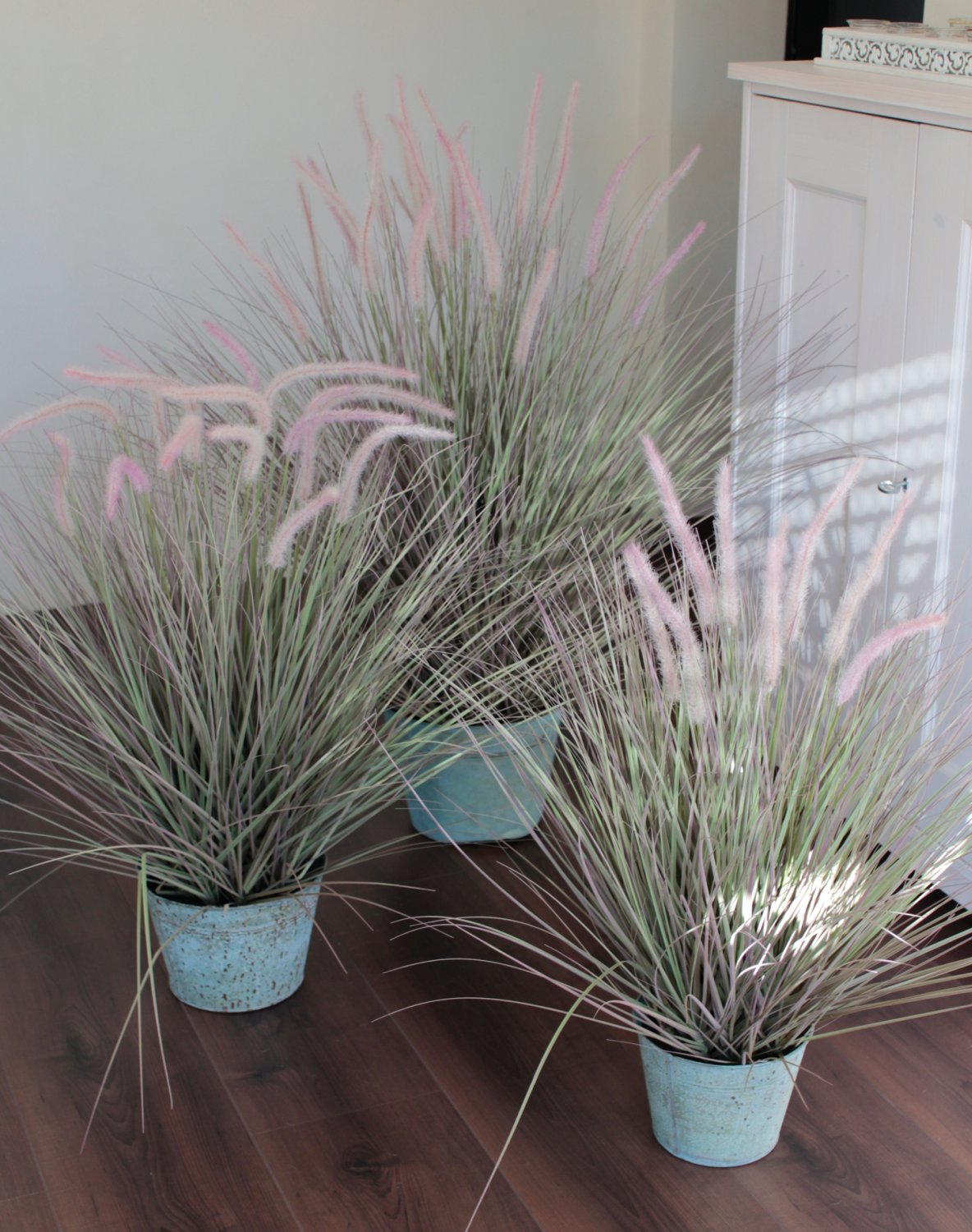 4842 819 a3 Искусственный пучок травы в металлическом горшке, 100 см, матовый зеленый H-andreas  - Вид №4