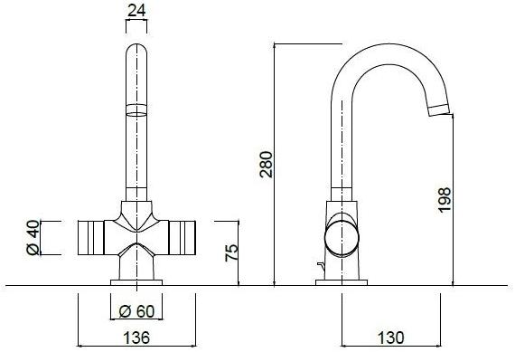 Rubinetteria Giulini Смеситель для раковины на столешнице с одним отверстием Myring Fmr0157a - Вид №1