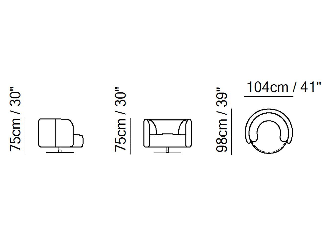 Тканевое вращающееся кресло с подлокотниками Natuzzi Italia Deep ARCH-00093834 - Вид №4