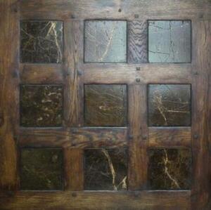 Модульный паркет Da Vinci Модульный паркет с камнем Скиптон Кофе Скоблёный С Клёпками Дуб Любая на выбор (Гладкая) 500х500 мм.