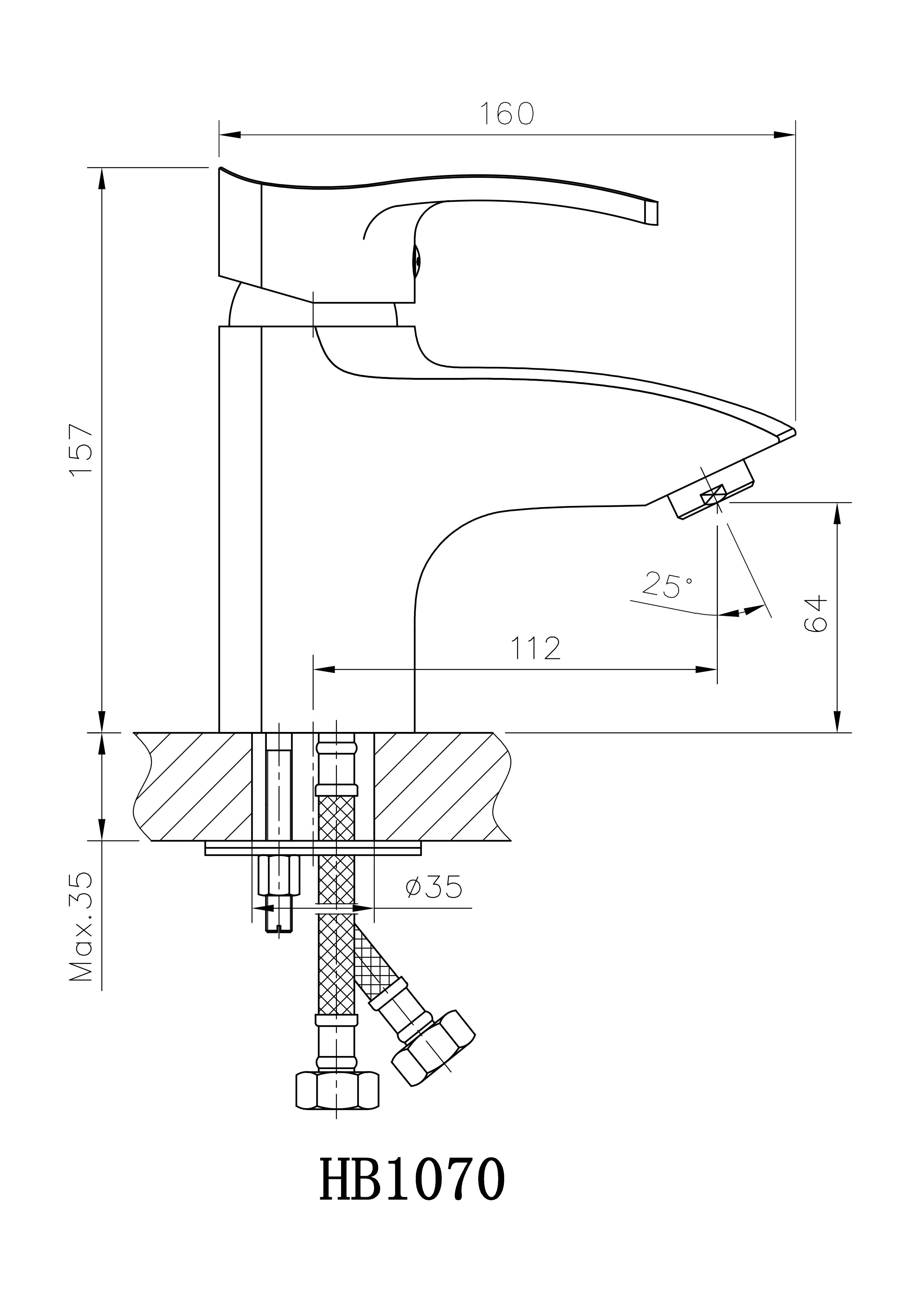HB1070 Смеситель для раковины , хром Haiba  - Вид №2