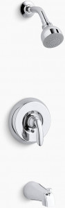 KOHLER Coralais Rite-Temp клапан для ванны и душа с рычажной ручкой, изливом NPT и насадкой для душа 2,5 галлона в минуту K-TS15601-4-CP