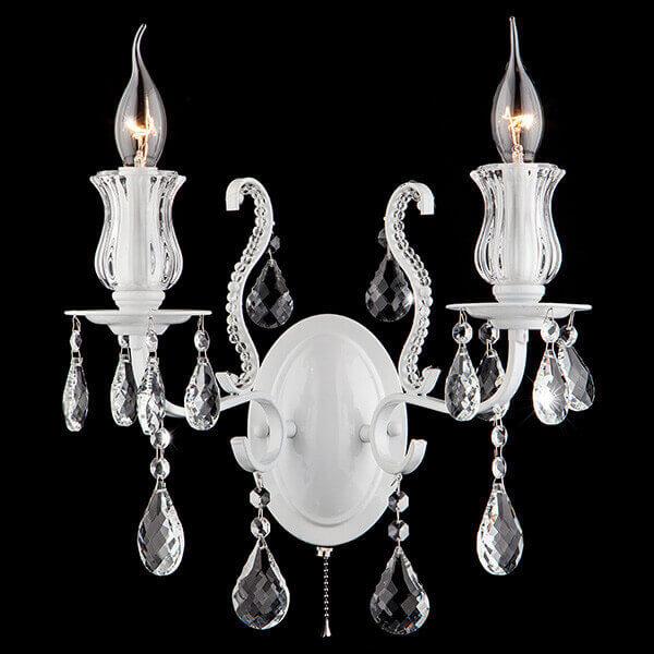 Бра хрустальное на 2 лампы белое Blossom 10077/2 глянцевый EUROSVET СВЕЧА 00-3931254 Белый;прозрачный  - Вид №1