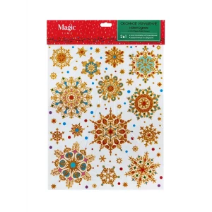 Наклейки новогодние Блестящие снежинки 30х38 см 85149006 STLM-2140173