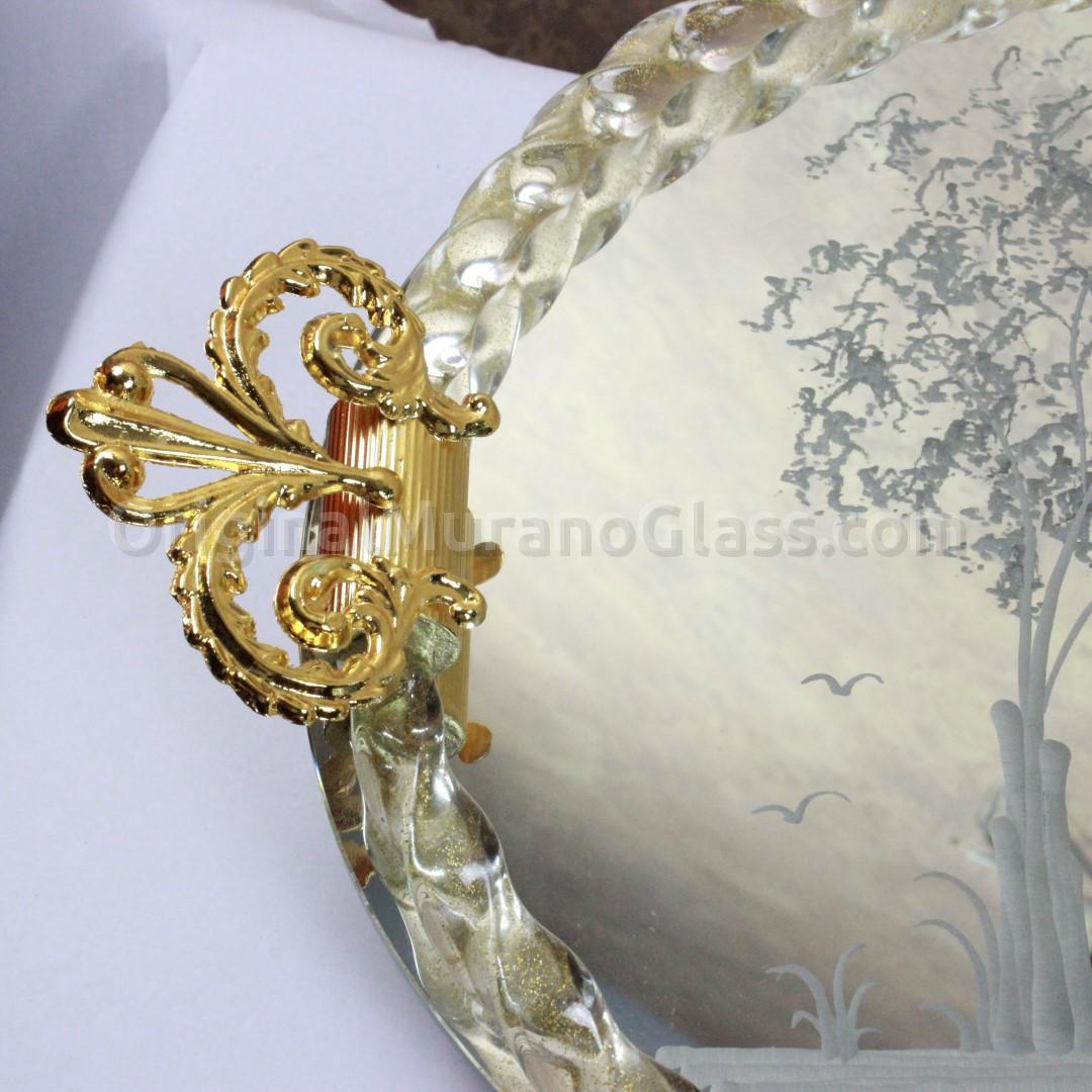 916 ORIGINALMURANOGLASS Венецианский зеркальный поднос Elisabetta - овальный - муранское стекло OMG  см  - Вид №1