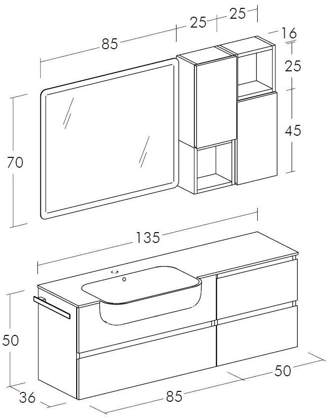 LEGNOBAGNO Тумба под умывальник, лакированная HPL, с вешалкой для полотенец Freedom lineare sun-id-1452600 - Вид №2
