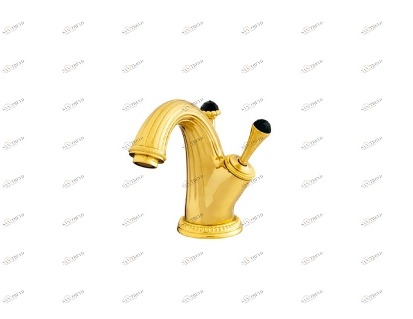 033203.N00.00 Смеситель с джойстиком для раковины с черным кристаллом Swarovski Золото 24К Mestre Artica