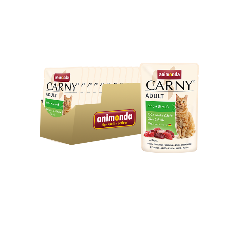 ПР0050436*12 Корм для кошек Carny Adult говядина, страус пауч 85г (упаковка - 12 шт) Animonda 