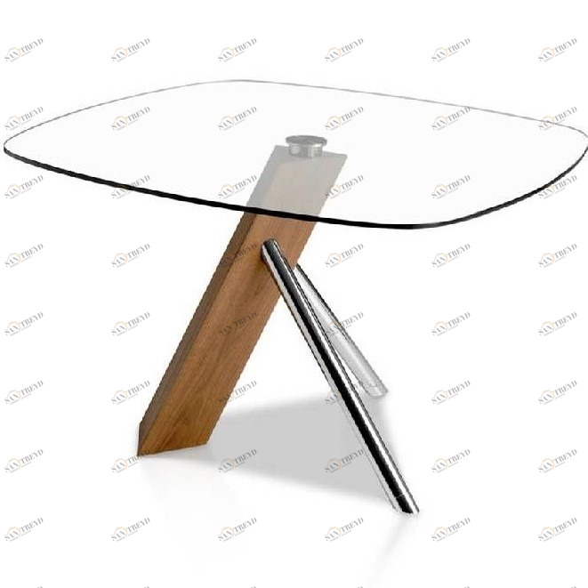 Обеденный стол стеклянный с асимметричной ножкой 120 см F2170 от Angel Cerda ANGEL CERDA  150190 Коричневый;прозрачный 