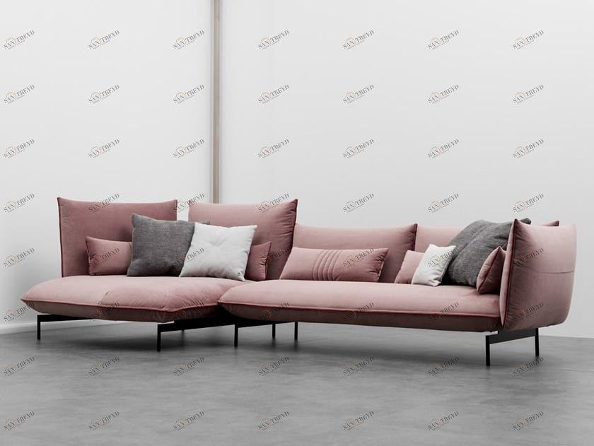 Liu Jo Living Collection Модульный тканевый диван с шезлонгом Urban fan Ice