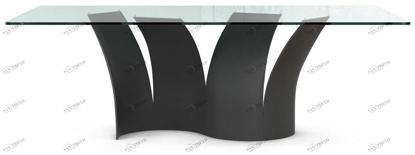 Roche Bobois Прямоугольный обеденный стол из стали и стекла Les contemporains sun-id-1447597