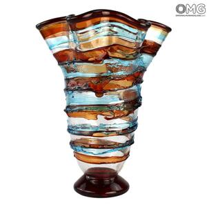 357 ORIGINALMURANOGLASS Ваза Улисс - красно-синяя - муранское стекло OMG 20 см