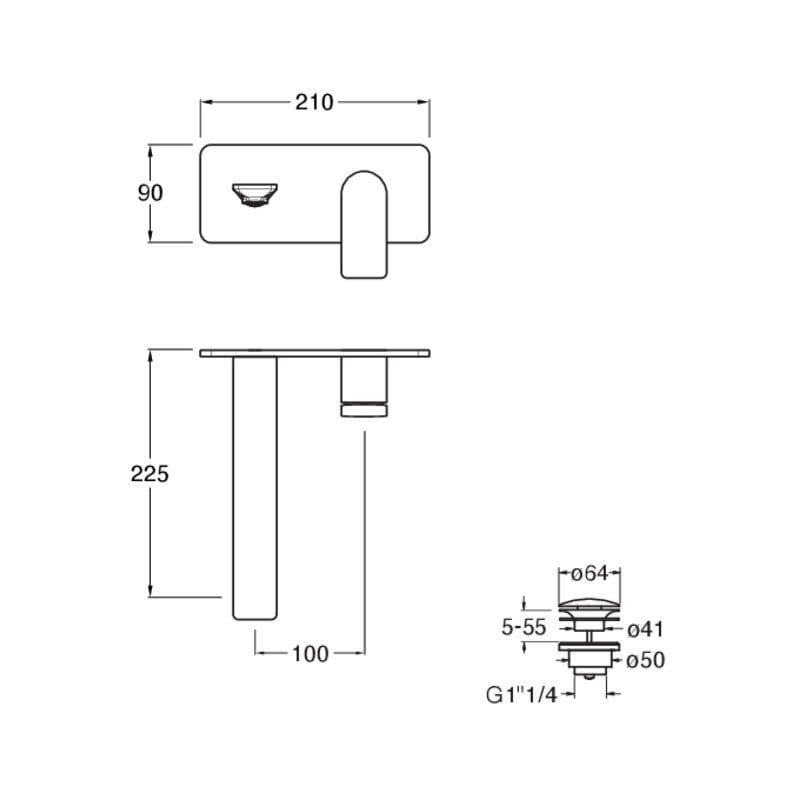Настенный смеситель для раковины с пластиной CRISTINA Rubinetterie Blade ARCH-00081454 - Вид №2