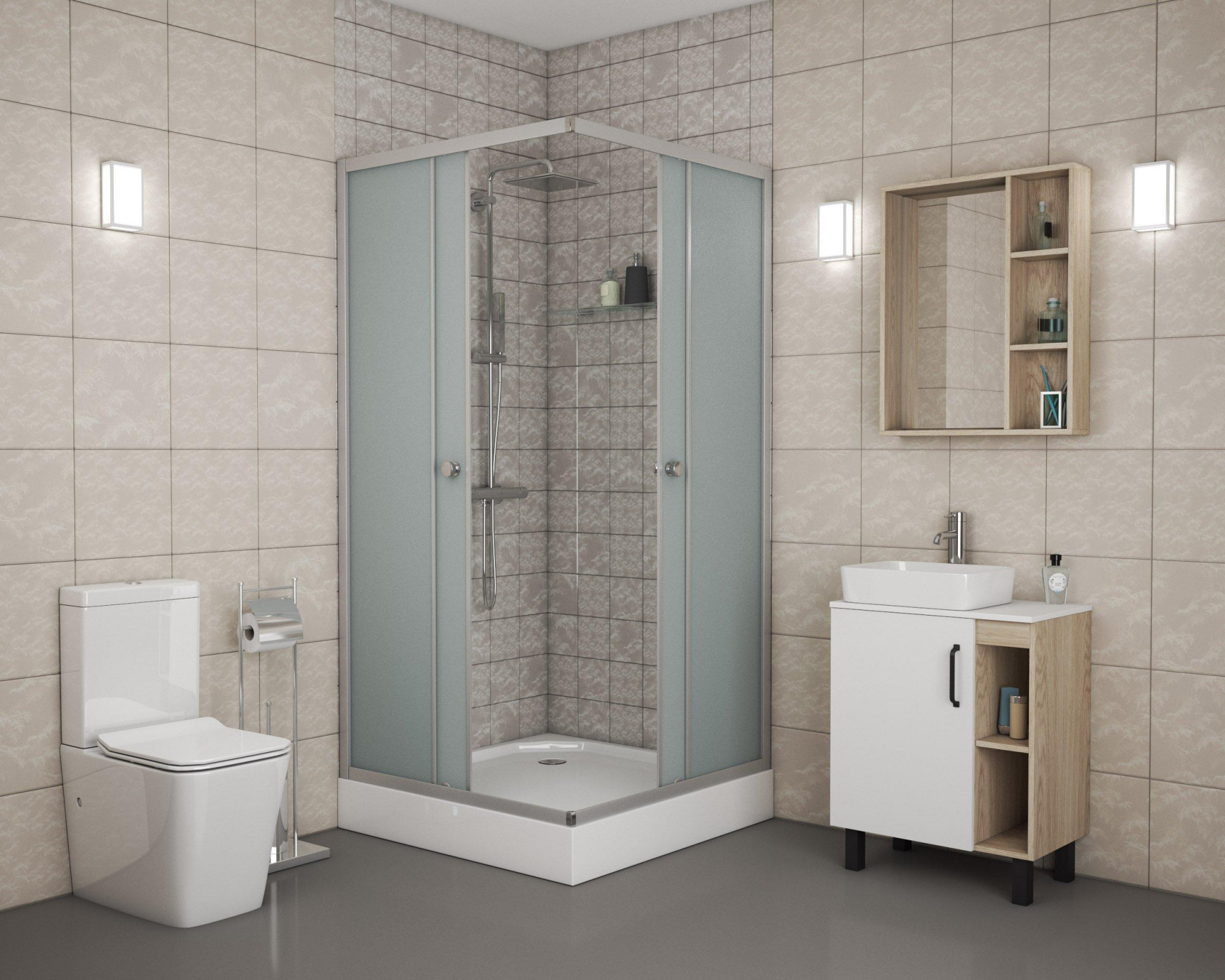 Душ. уголок NG- 009-14Q (900х900х1950) низкий поддон(13см) стекло МАТОВОЕ, 2 места Niagara ECO 0091422Q