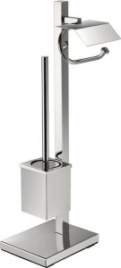 H4015/LCR Sanibano, стойка: ерш металлический квадратный + бумагодержатель с крышкой, цвет хром