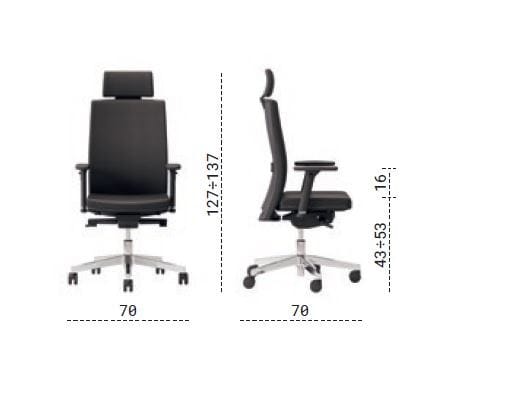 Регулируемое по высоте офисное кресло руководителя с подголовником Las Mobili Hellò ARCH-00002815 - Вид №1