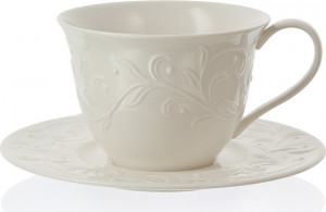 10525129 Lenox Чашка чайная с блюдцем Lenox "Чистый опал, рельеф" 350мл Фарфор