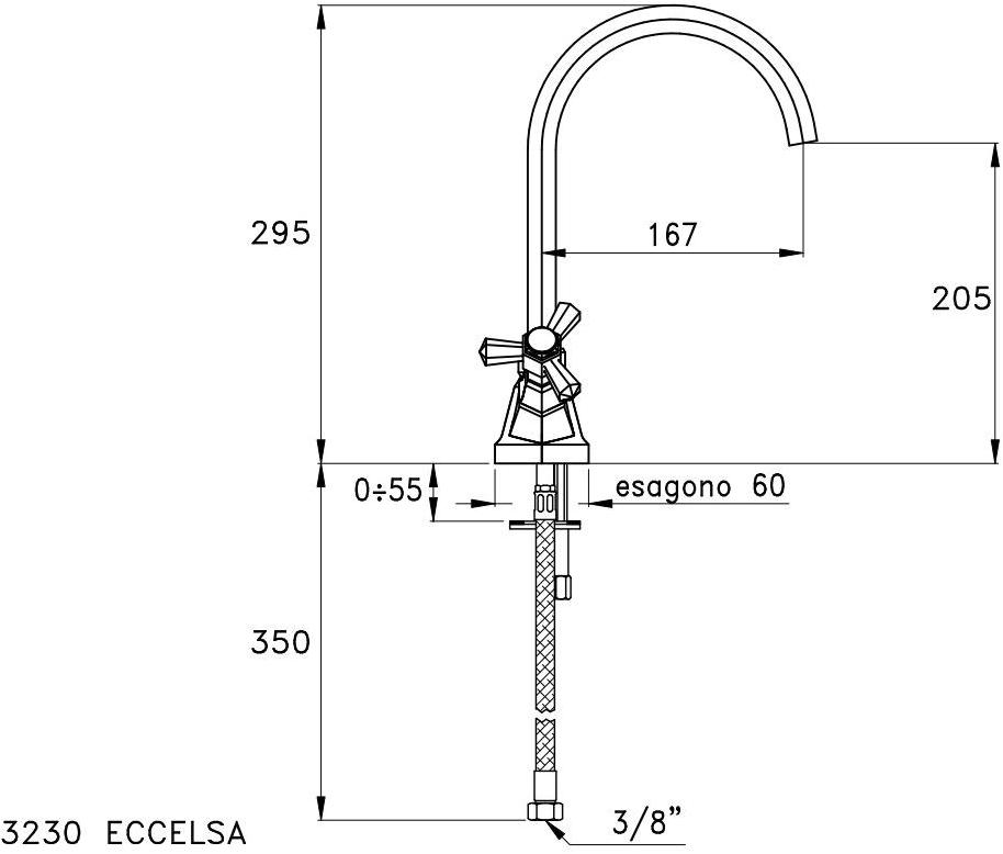 RUBINETTERIE STELLA Смеситель для кухни на одно отверстие с поворотным изливом Eccelsa sun-id-1467173 - Вид №4