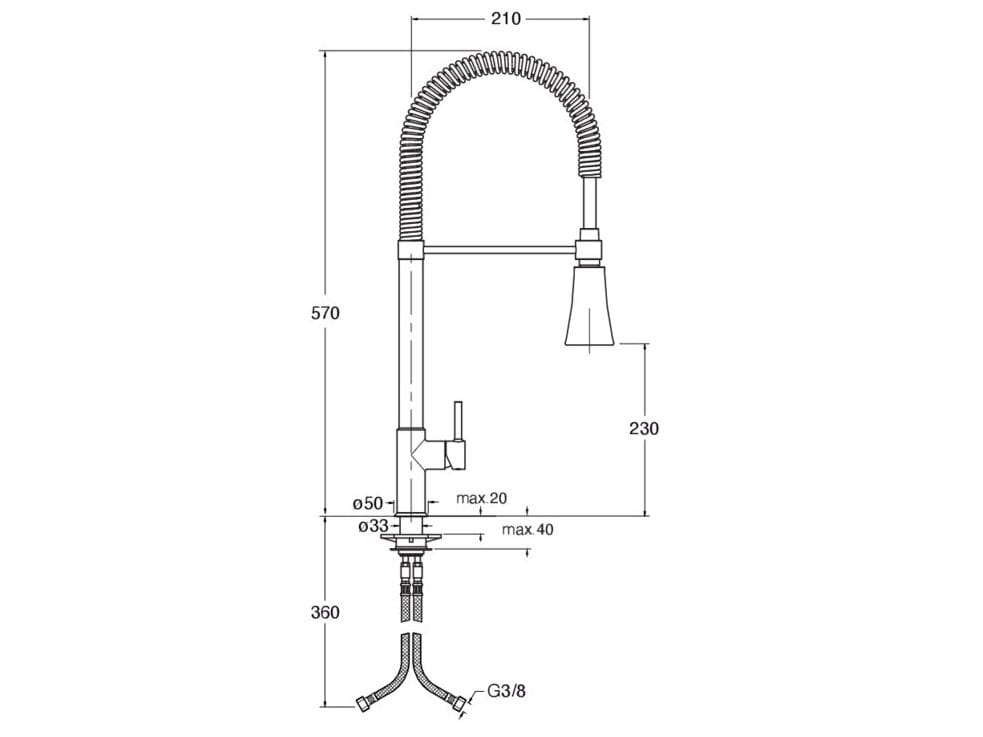 Смеситель для кухни с одним отверстием и поворотным изливом CRISTINA Rubinetterie кухня-современная коллекция ARCH-00028334 - Вид №2