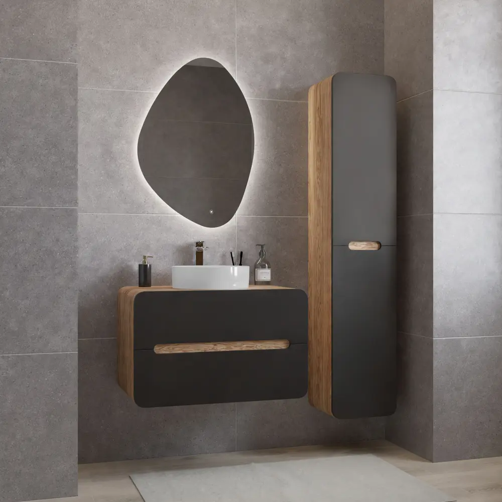 Тумба под раковину подвесная Окинава 80 см в сборе цвет графит 84776020 STLM-2187339 Santreyd - Вид №7
